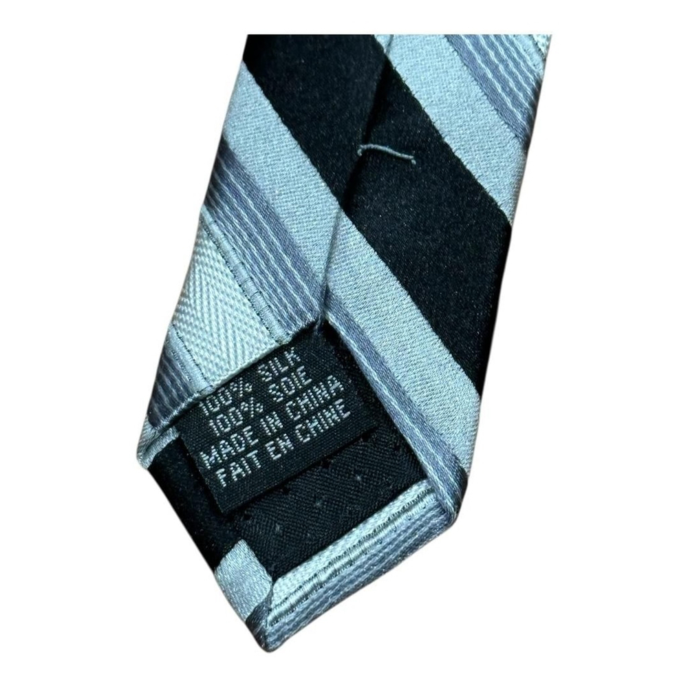 Joseph & Feiss Tie Mens One Size Gray Black Striped 100% Silk Necktie Formal - Picture 3 of 7